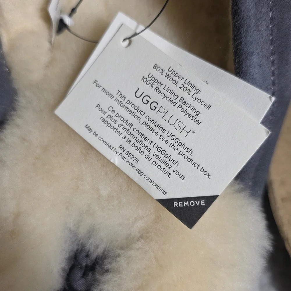 UGG Scuff Slipper Slide Shoes Gray‎ Suede Sheepskin Lined Mens 12 NIB